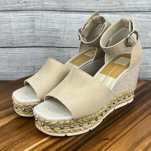 Dolce Vita Oraya Studded Espadrille Wedge Ankle Strap Open Toe Sandal Size 10